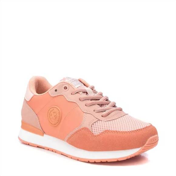 NEW XTI women's lace-up sneakers in light/pastel orange - Picture 1 of 2